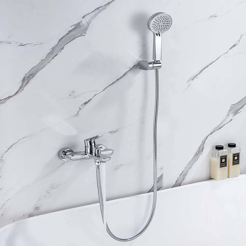 Robinet De Baignoire|Poalgi Mitigeur bain douche mécanique avec douchette SKY BATH chromé série NATURE