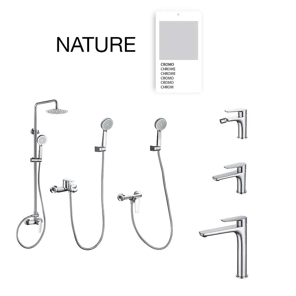Robinet De Baignoire|Poalgi Mitigeur bain douche mécanique avec douchette SKY BATH chromé série NATURE