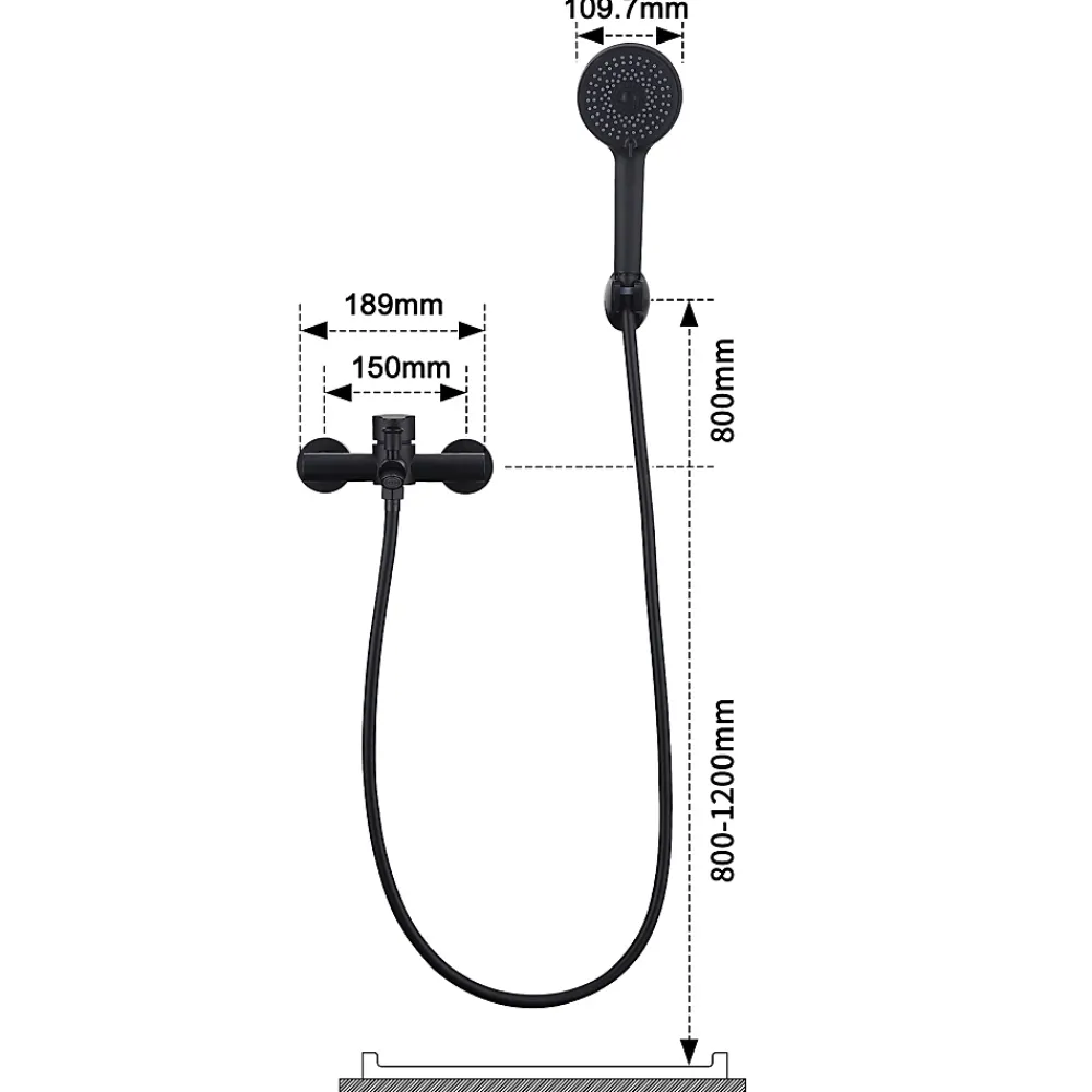 Homelody Mitigeur Bain Douche Mecanique Robinet de Douche Bain Mecanique Monocommande Double Sortie Mural Acier Inoxydable Noir