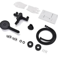 Homelody Mitigeur Bain Douche Mecanique Robinet de Douche Bain Mecanique Monocommande Double Sortie Mural Acier Inoxydable Noir