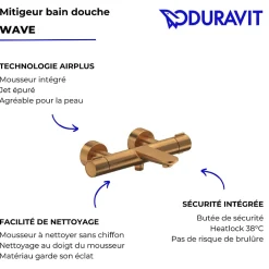 Duravit Mitigeur bain douche thermostatique Wave bronze brossé