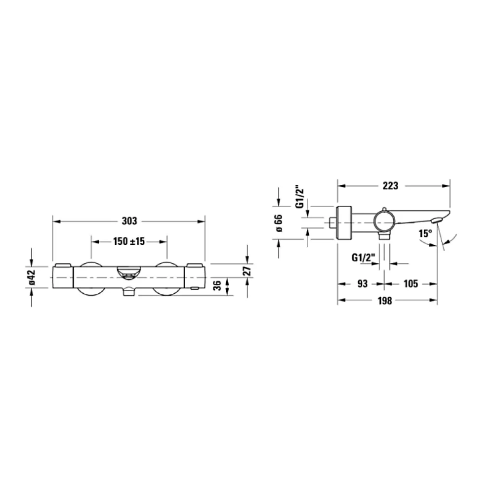 Duravit Mitigeur bain douche thermostatique Wave bronze brossé
