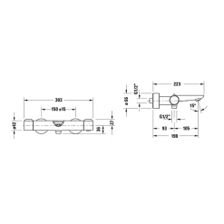 Duravit Mitigeur bain douche thermostatique Wave inox brossé