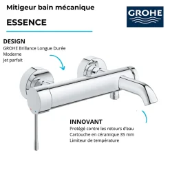 Grohe Mitigeur bain mécanique Essence avec colonnettes