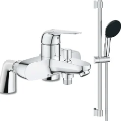 Grohe Mitigeur bain mécanique Bauloop avec ensemble de douche Vitalio Start avec colonnettes