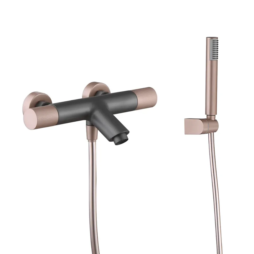 Imex Mitigeur Bain/Douche Anti-Calcaire Thermostatique Gris et Champagne LINE BTD038-4GC
