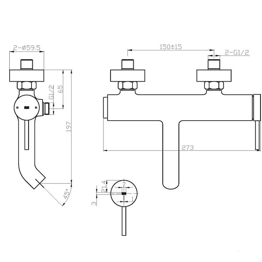 Essebagno Mitigeur bain-douche mécanique cuivre brossé Luisa