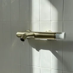 Essebagno Mitigeur bain-douche mécanique, doré et marbre blanc, Manopola