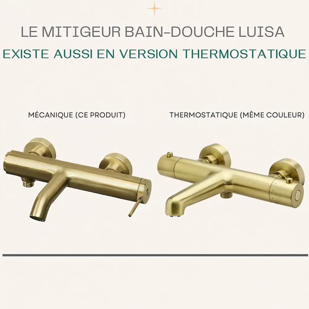 Essebagno Mitigeur bain-douche mécanique or brossé Luisa