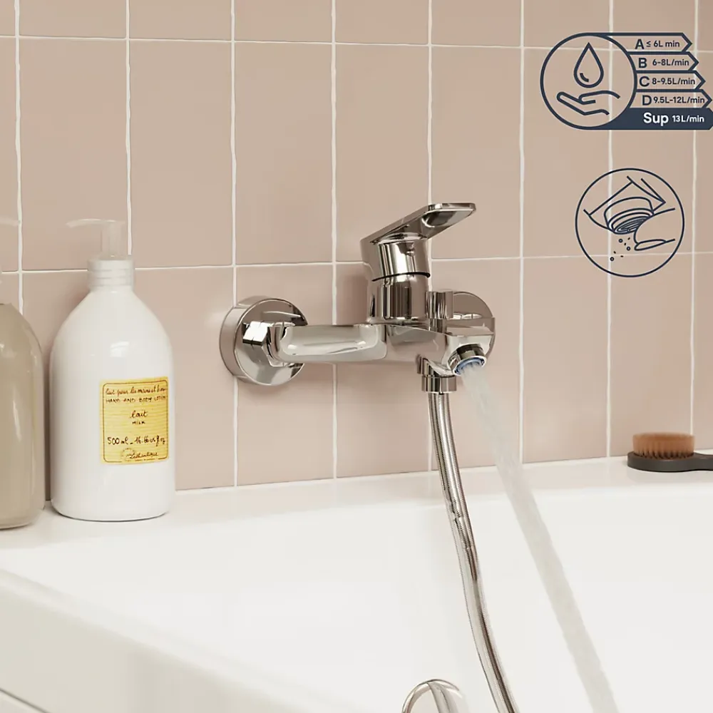 Robinet De Baignoire|GoodHome Mitigeur bain/douche mécanique, chrome, NF, Aisai