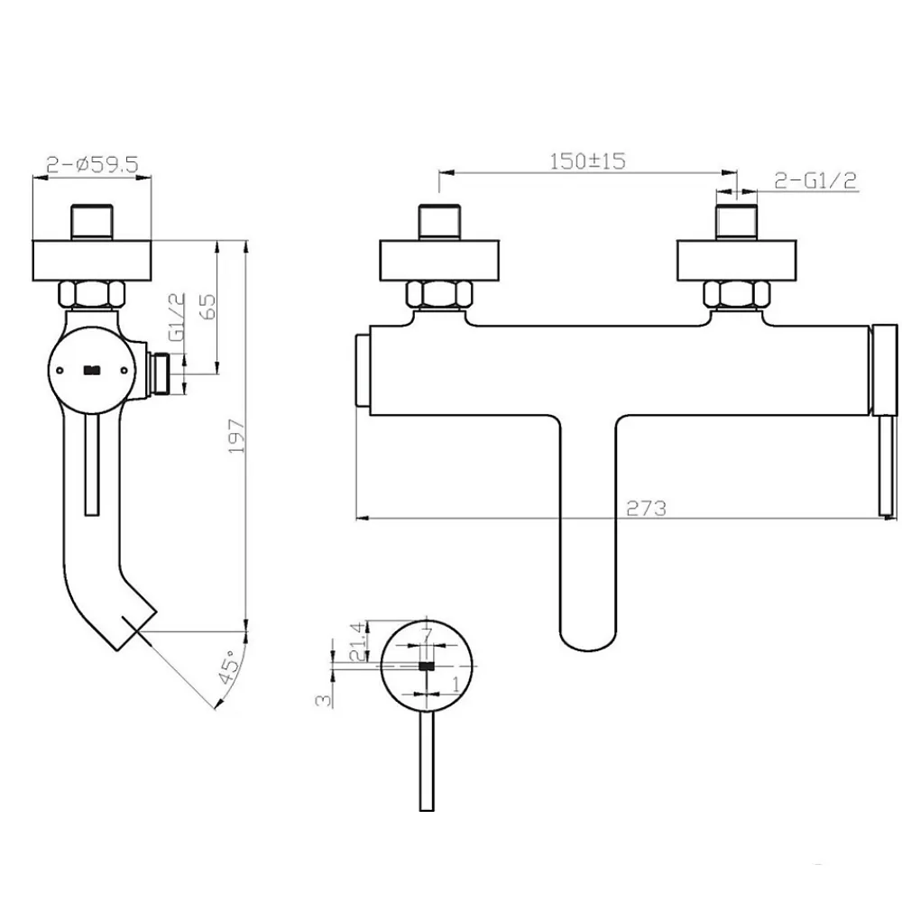 Essebagno Mitigeur bain-douche mécanique gun métal Luisa
