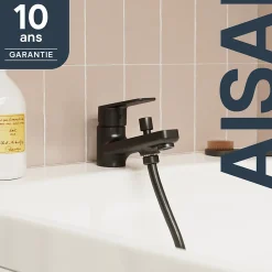 Robinet De Baignoire|GoodHome Mitigeur bain/douche monotrou, noir, Aisai