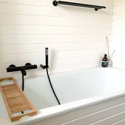 Robinet De Baignoire|Essebagno Mitigeur bain-douche thermostatique noir Oneo