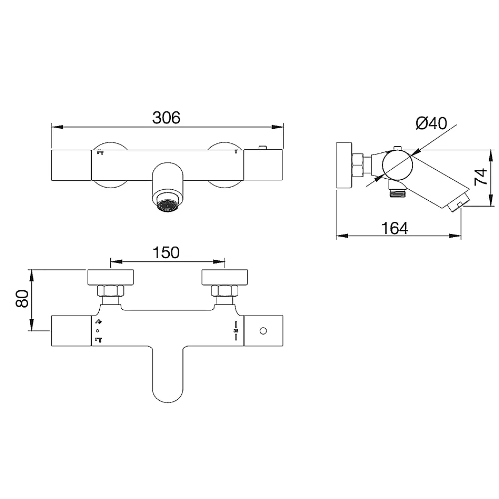 Imex Mitigeur Bain/Douche Thermostatique Anti-Calcaire Or Brossé MONZA BTM039-4OC
