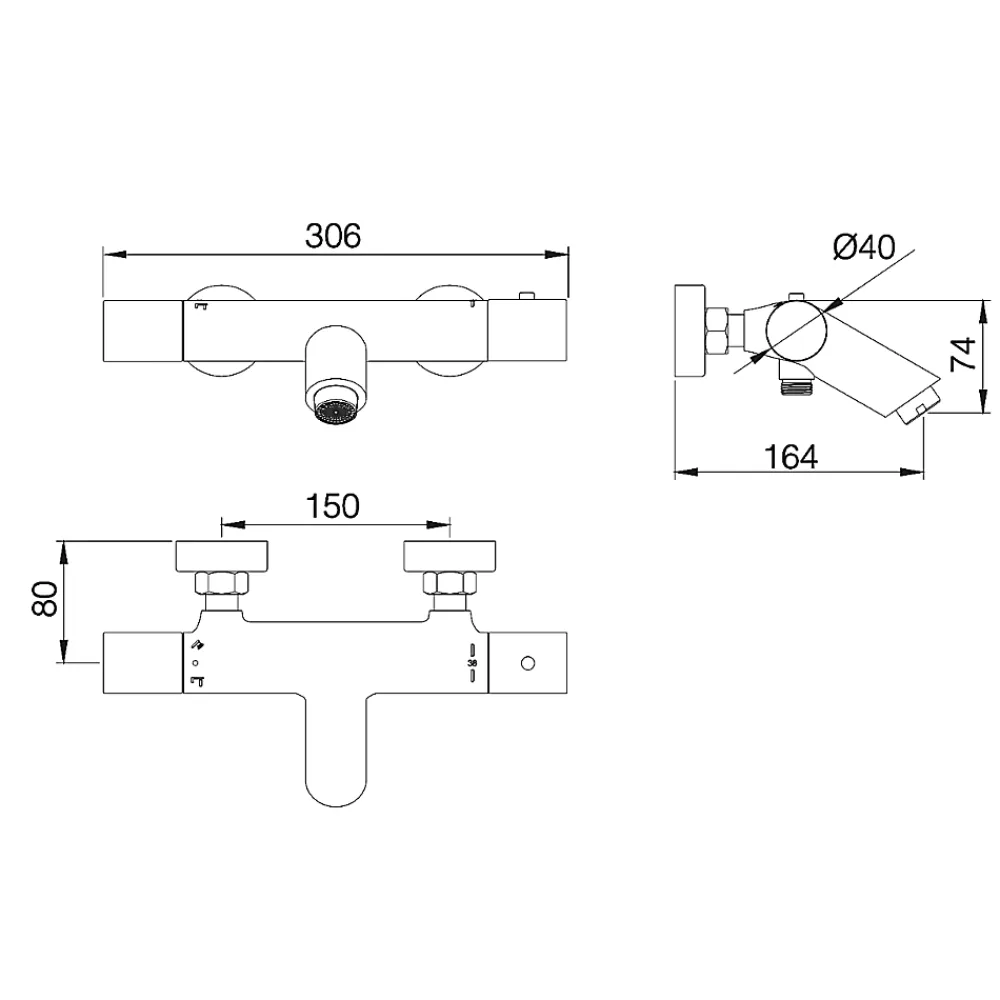 Imex Mitigeur Bain/Douche Thermostatique Anti-Calcaire Or Brossé MONZA BTM039-4OC
