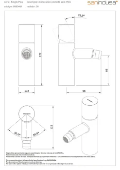 Robinet De Bidet|Sanindusa Mitigeur bidet à commande cylindrique jet orientable Single Plus chrome livré avec fixation et 2 flexibles