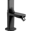 Sanindusa Mitigeur bidet design plat épuré contemporain Alfa Line 42 couleur noir et chrome livré avec 2 flexibles