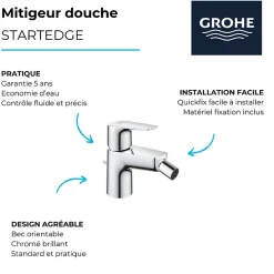 Grohe Mitigeur bidet Quickfix StartEdge + nettoyant GrohClean
