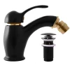 Robinet De Bidet|Rav Mitigeur bidet LABE avec siphon en laiton doré noir mat