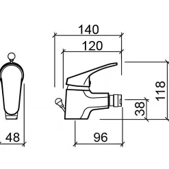 Sanindusa Mitigeur bidet Cetus Basic chromé livré avec 2 flexibles et son vidage à tirette