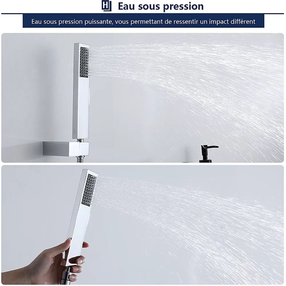 Robinet De Baignoire|Homelody Mitigeur de Baignoire Cascade Robinet de Douche Mural avec Douchette à Mains Laiton Set de douche en Laiton Chromé