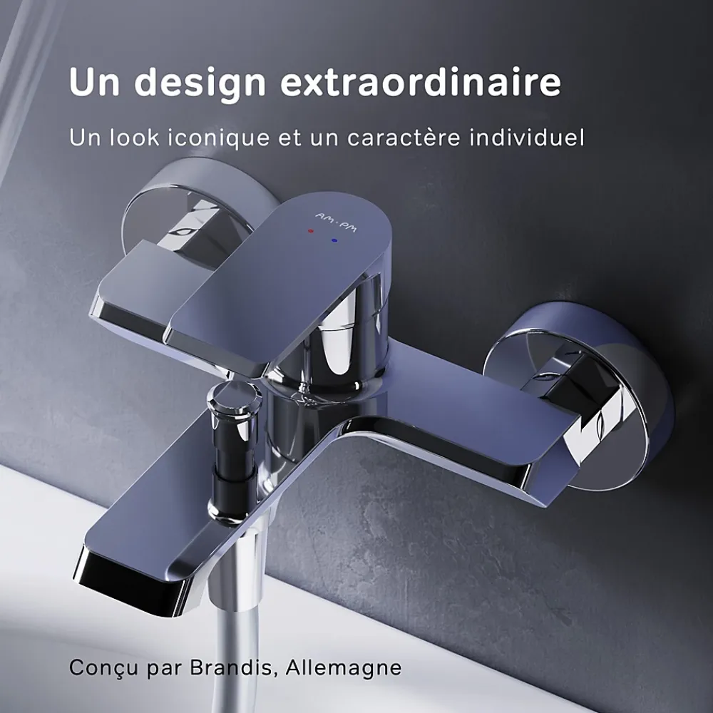 Am.Pm Europe Mitigeur de baignoire mécanique Robinet de baignoire, mitigeur salle de bain, Chromé, FNA10000 Flash AM.PM