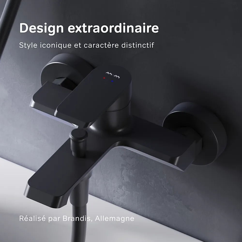 Am.Pm Europe Mitigeur de baignoire mécanique Robinet de baignoire, mitigeur salle de bain, Noir Flash FNA10022 AM.PM