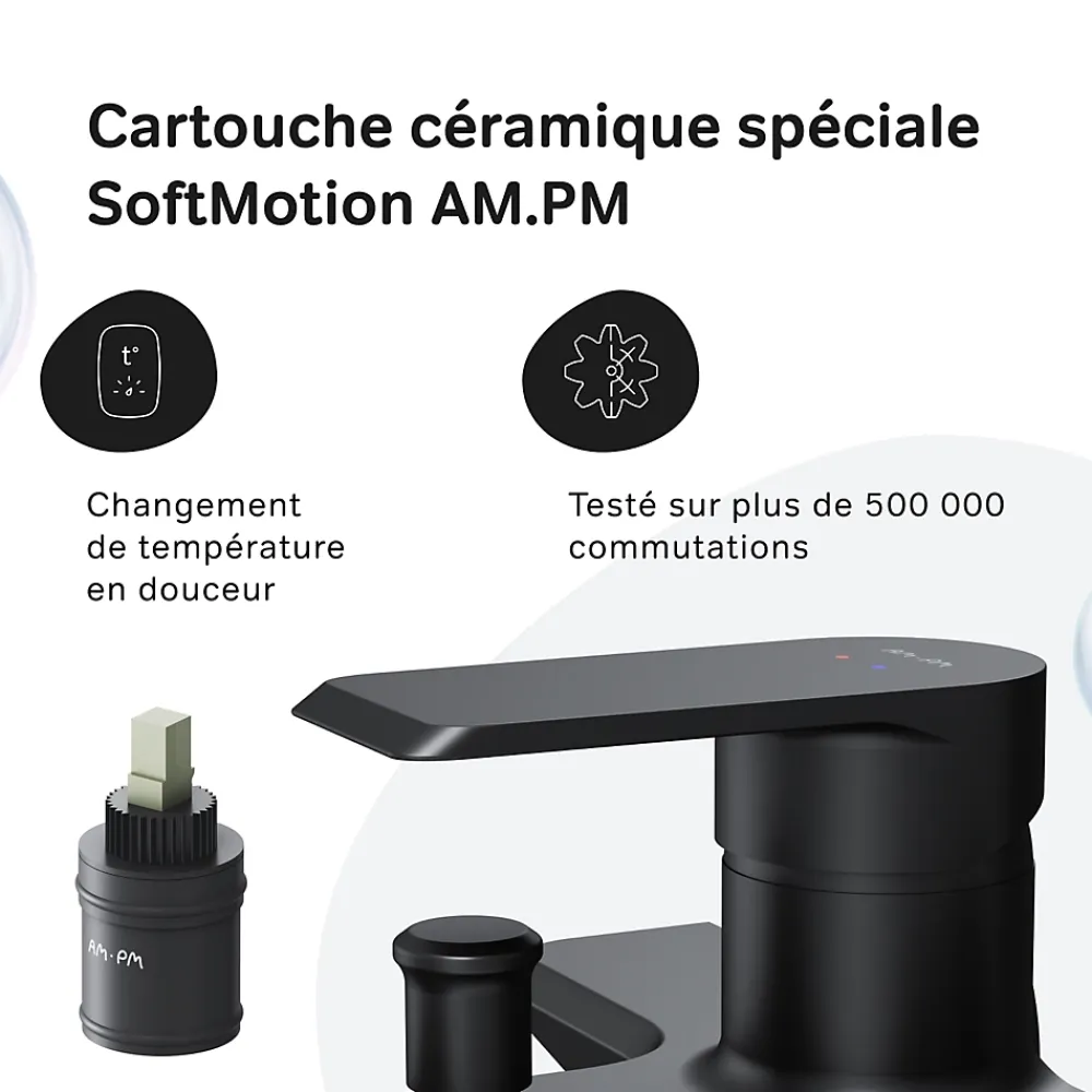 Am.Pm Europe Mitigeur de baignoire mécanique Robinet de baignoire, mitigeur salle de bain, Noir Flash FNA10022 AM.PM