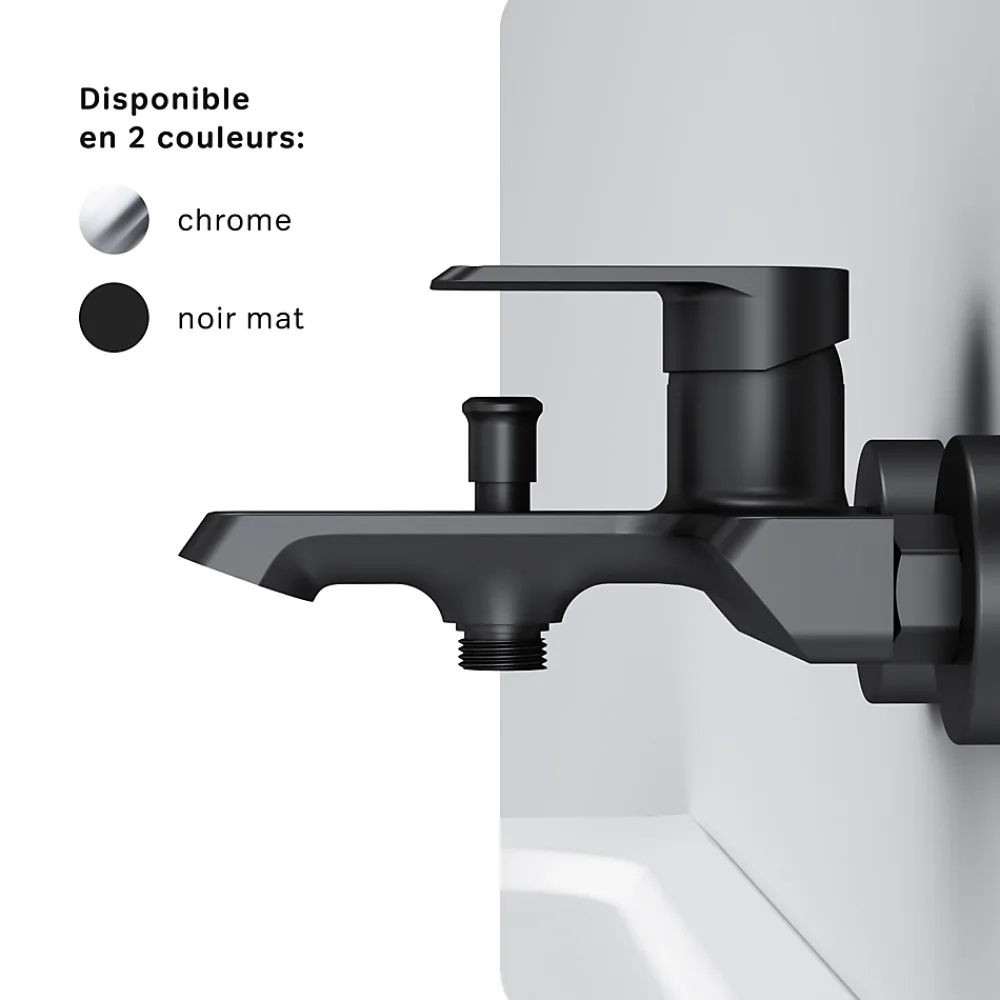 Am.Pm Europe Mitigeur de baignoire mécanique Robinet de baignoire, mitigeur salle de bain, Noir Flash FNA10022 AM.PM