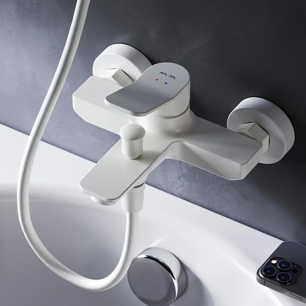 Am.Pm Europe Mitigeur de baignoire mécanique Robinet de baignoire, mitigeur salle de bain Blanc taille M, FXA10033 X-Joy AM.PM