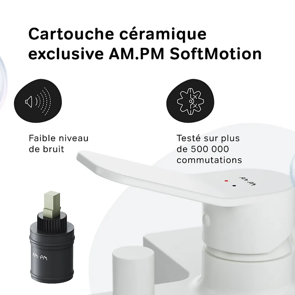 Am.Pm Europe Mitigeur de baignoire mécanique Robinet de baignoire, mitigeur salle de bain Blanc taille M, FXA10033 X-Joy AM.PM