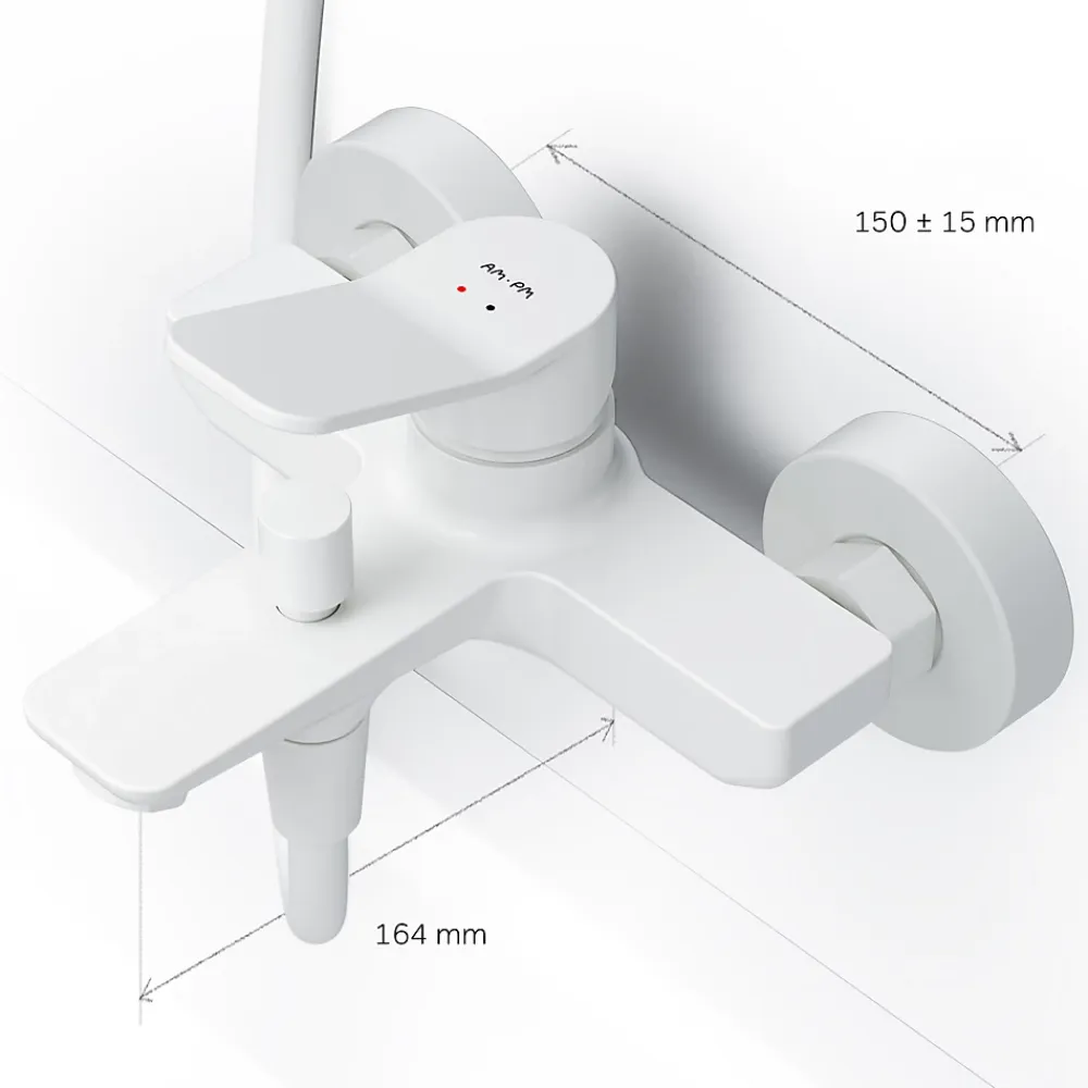 Am.Pm Europe Mitigeur de baignoire mécanique Robinet de baignoire, mitigeur salle de bain Blanc taille M, FXA10033 X-Joy AM.PM