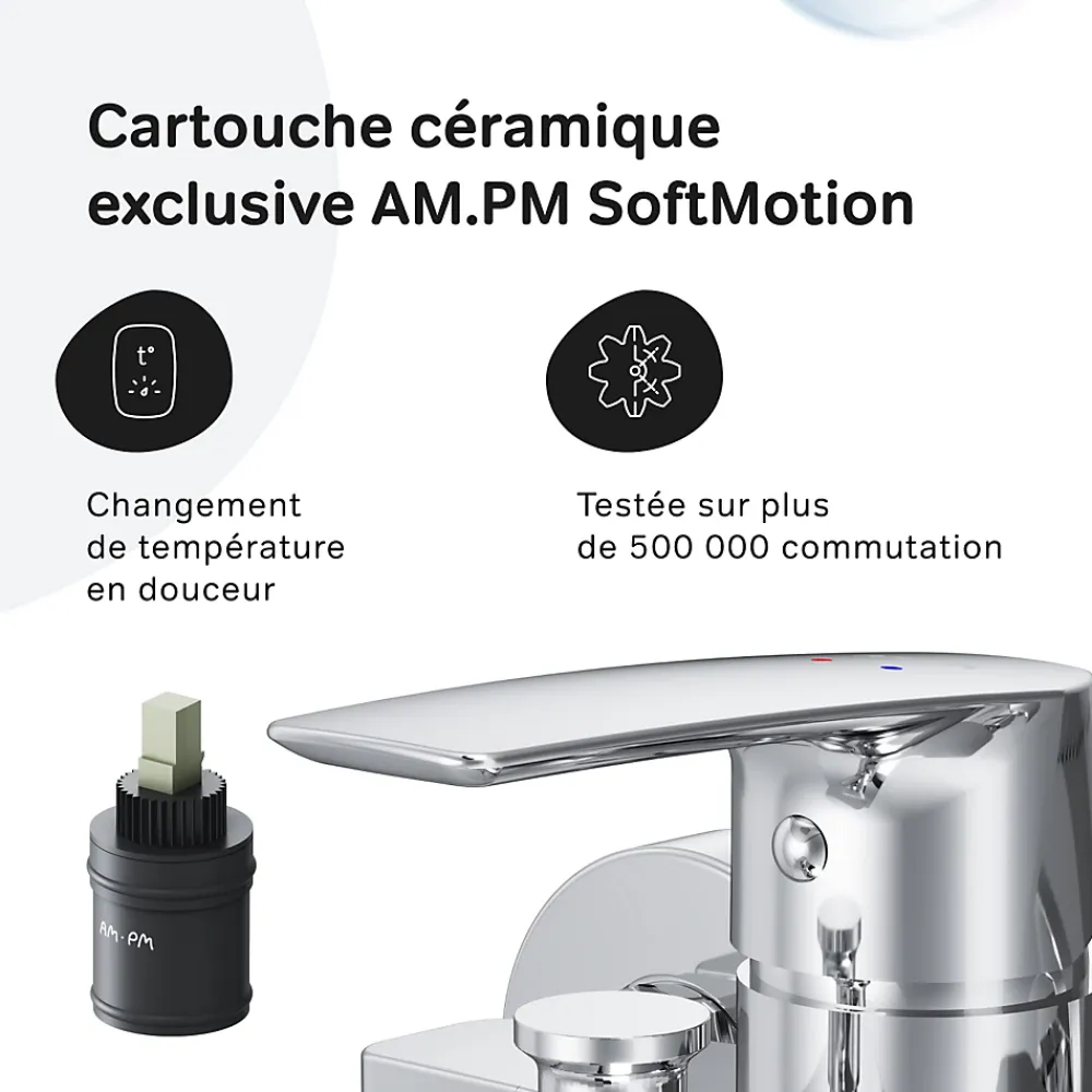 Am.Pm Europe Mitigeur de baignoire mécanique Robinet de baignoire, mitigeur salle de bain, Chromé, FGA10000 Gem AM.PM