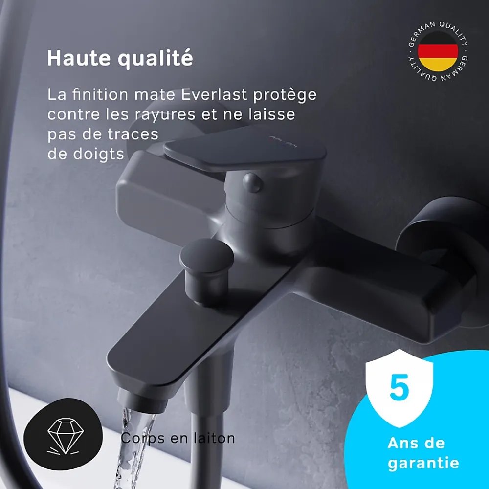 Robinet De Baignoire|Am.Pm Europe Mitigeur de baignoire mécanique Robinet de baignoire, mitigeur salle de bain, Noir, FTA10022 Hit AM.PM