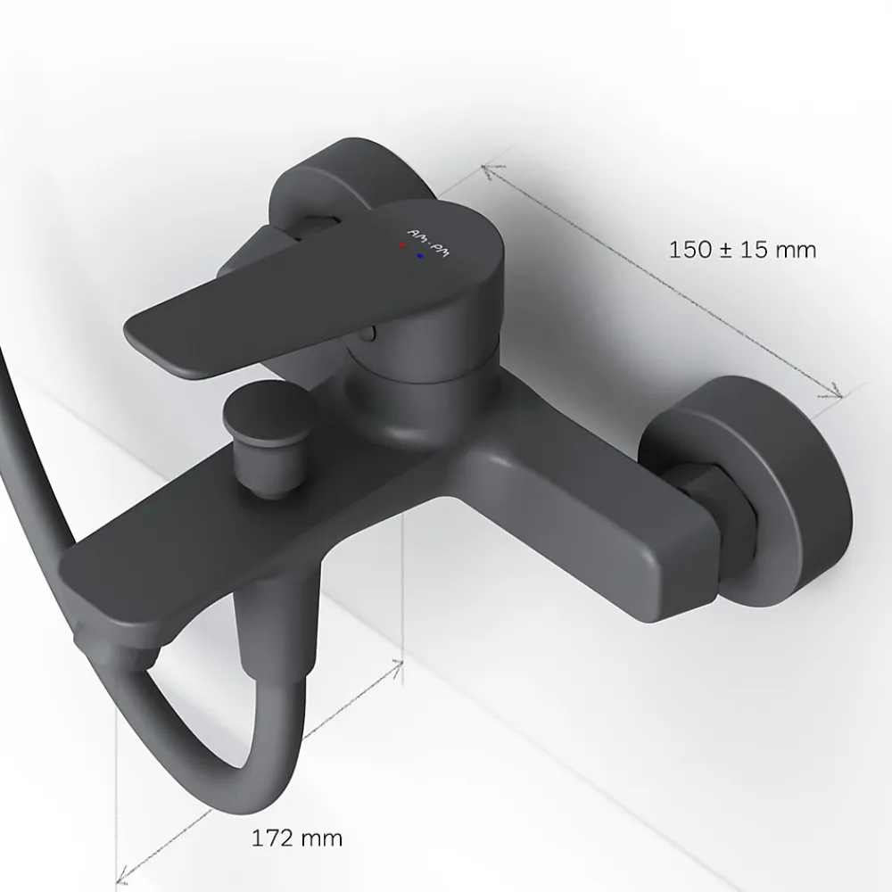 Robinet De Baignoire|Am.Pm Europe Mitigeur de baignoire mécanique Robinet de baignoire, mitigeur salle de bain, Noir, FTA10022 Hit AM.PM
