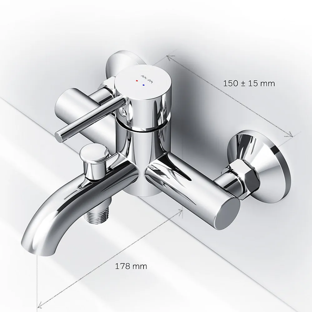 Robinet De Baignoire|Am.Pm Europe Mitigeur de baignoire mécanique Robinet de baignoire, mitigeur salle de bain, Chromé, FPA10000 Spike AM.PM