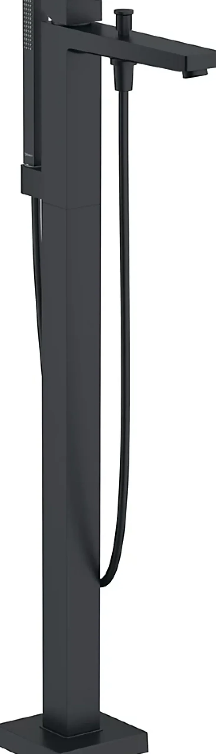 Duravit Mitigeur de baignoire monocommande sur pied avec bec et douchette + flexible - Noir mat - 13,5x31,5x94cm - Manhattan