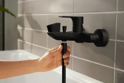 Robinet De Baignoire| Mitigeur de baignoire Rebris E Noir mat