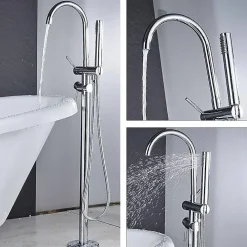 Colonne De Baignoire|Valaz Mitigeur de baignoire sur pied autoportant CALGARY chrome
