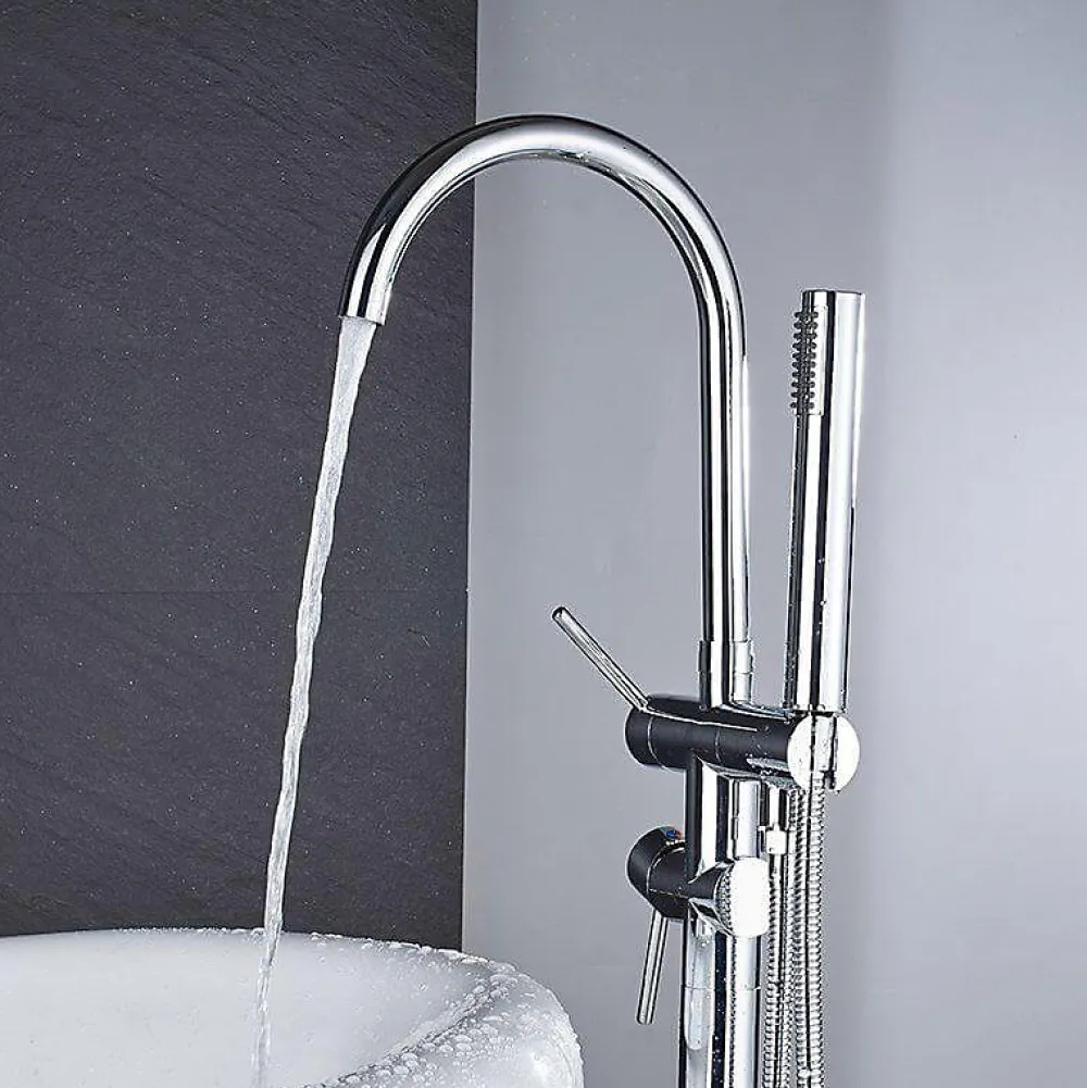 Colonne De Baignoire|Valaz Mitigeur de baignoire sur pied autoportant CALGARY chrome