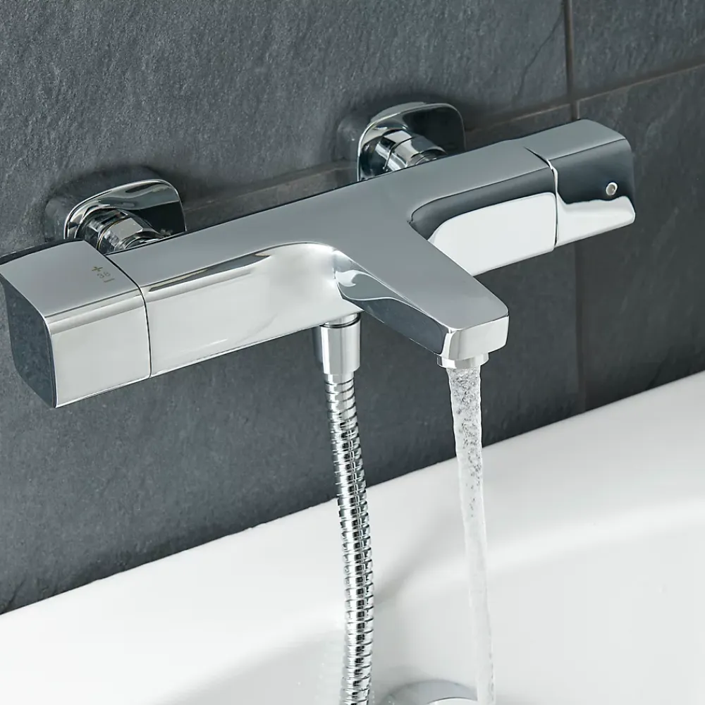 GoodHome Mitigeur de baignoire thermostatique chromé Teesta
