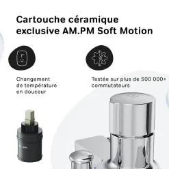 Am.Pm Europe Mitigeur de baignoire TouchReel, Robinet de baignoire, mitigeur salle de bain, Chromé, FXT10500 X-Joy AM.PM