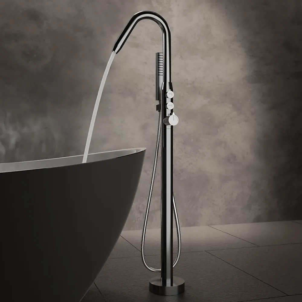 Robinet De Baignoire|Bernstein Mitigeur de bain sur pied, Robinet mélangeur design sur pied pour baignoire - NT7752 - Chrome