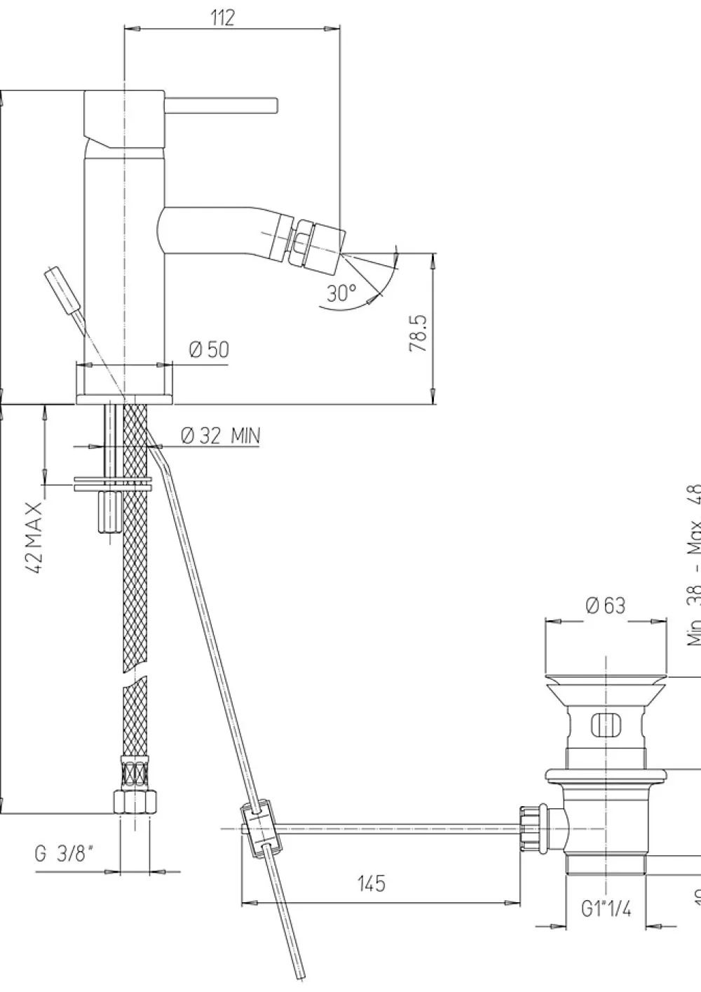 Robinet De Bidet|Kiamami Valentina Mitigeur De Bidet Chromé Avec Levier Mince En Laiton Chromé - Salice