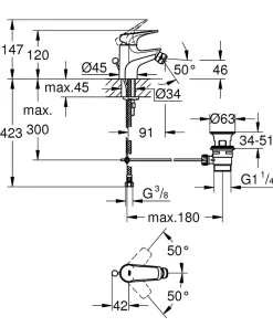 Robinet De Bidet|Grohe Mitigeur de bidet chromé Start Flow