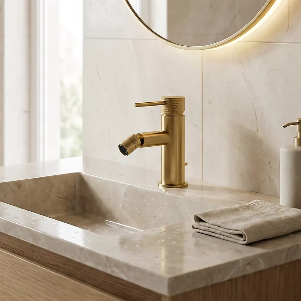 GoodHome Mitigeur de bidet monotrou avec mousseur orientable, doré, Owens