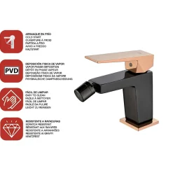Poalgi Mitigeur de bidet SKY BATH noir cristal et or rose PVD série INFINITE