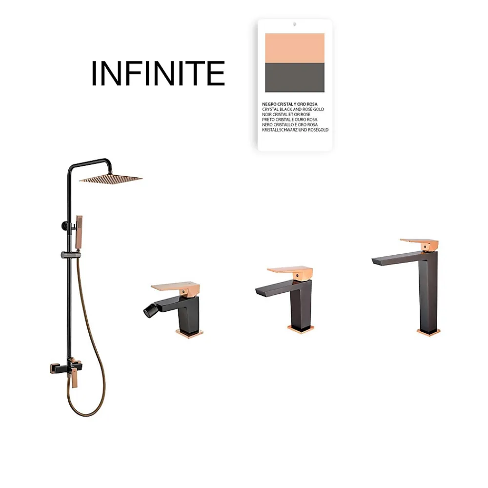 Poalgi Mitigeur de bidet SKY BATH noir cristal et or rose PVD série INFINITE