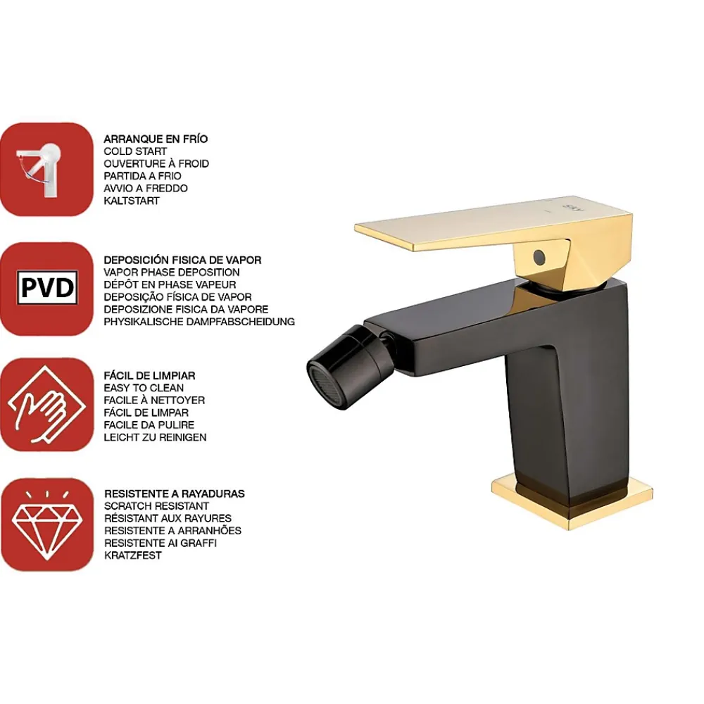 Poalgi Mitigeur de bidet SKY BATH noir cristal et or PVD série INFINITE