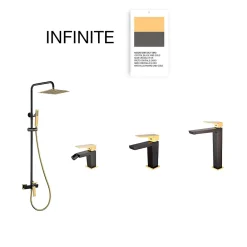 Poalgi Mitigeur de bidet SKY BATH noir cristal et or PVD série INFINITE